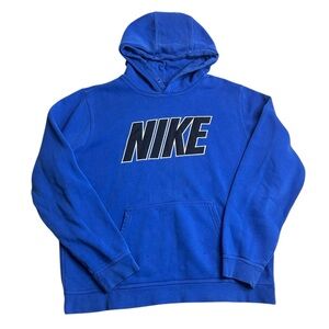 Nike Men’s Pullover Hoodie‎ XL Blue Big Logo Spell Out Graphic Sweatshirt